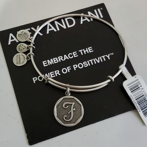 Alex and Ani Inital Letter F Silvertone bracelet